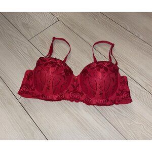 Vtg Maidenform 8879 Customize It Embroidered Strapless Push Up Bra 36B Red